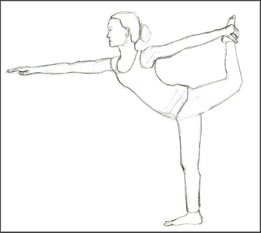 Sketch of woman in yoga dancer pose