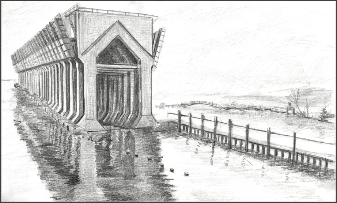 Old Ore Dock in Marquette Sketch by Amanda Barnaby
